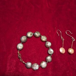 Natural Freshwater Coin Pearl 11-12 mm High Luster Bracket & Erings Women's